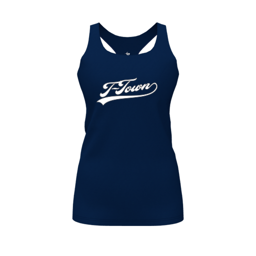 [CUS-DFW-RCBK-PER-NVY-FYS-LOGO1] Racerback Tank Top (Female Youth S, Navy, Logo 1)