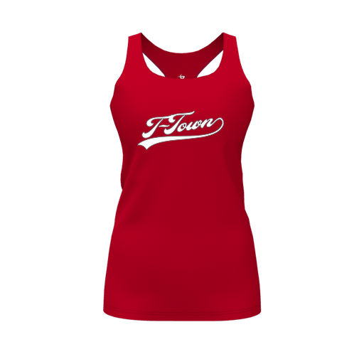 [CUS-DFW-RCBK-PER-RED-FYS-LOGO1] Racerback Tank Top (Female Youth S, Red, Logo 1)