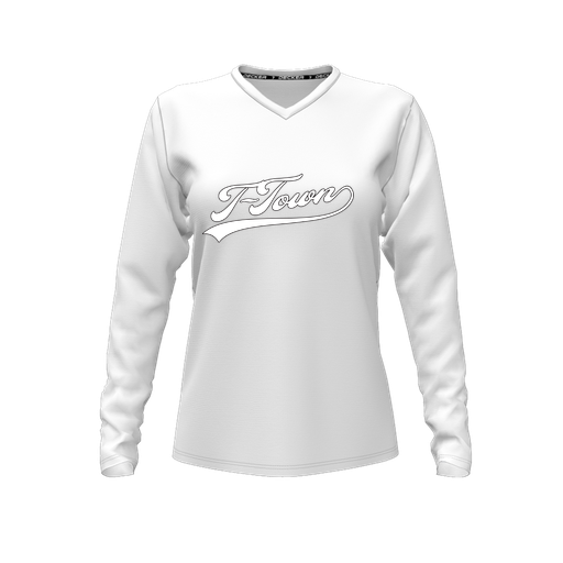 [FTLVCFWH-FYXS-LOGO1] Decker Comfort T-Shirt (Female Youth XS, White, V Neck, Logo 1, Long Sleeve)