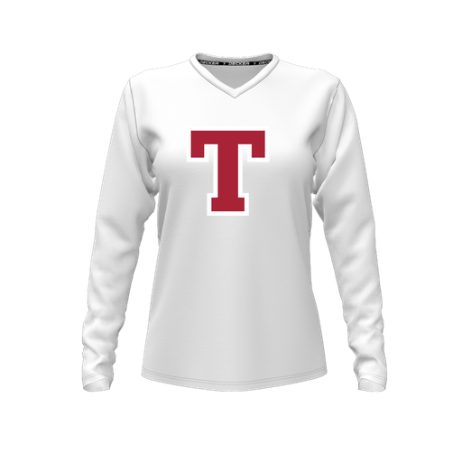 [FTLVCFWH-FYXS-LOGO2] Comfort T-Shirt (Female Youth XS, White, V Neck, Logo 2, Long Sleeve)