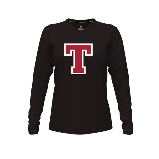 [FTLVPTBK-FYXS-LOGO2] Decker Performance T-Shirt (Female Youth XS, Black, V Neck, Logo 2, Long Sleeve)