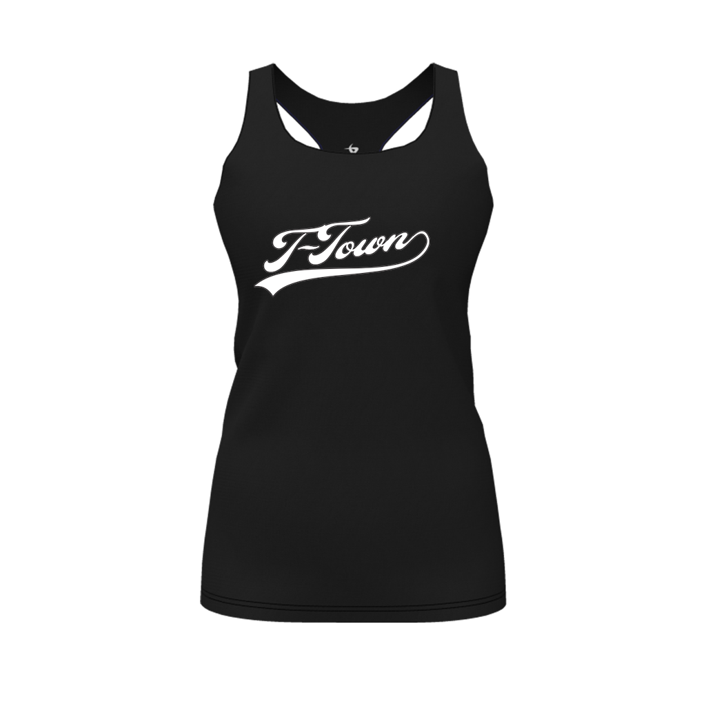 [FT0TRBBK-FAL-LOGO1] Decker Racerback Tank Top (Female Adult L, Black, Logo 1)