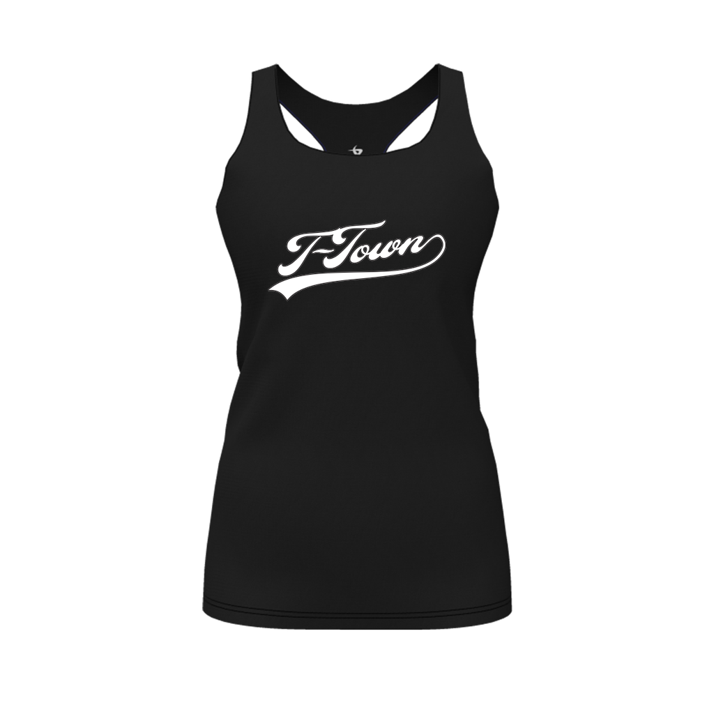 [FT0TRBBK-FYS-LOGO1] Decker Racerback Tank Top (Black, Female Youth S, Logo 1)