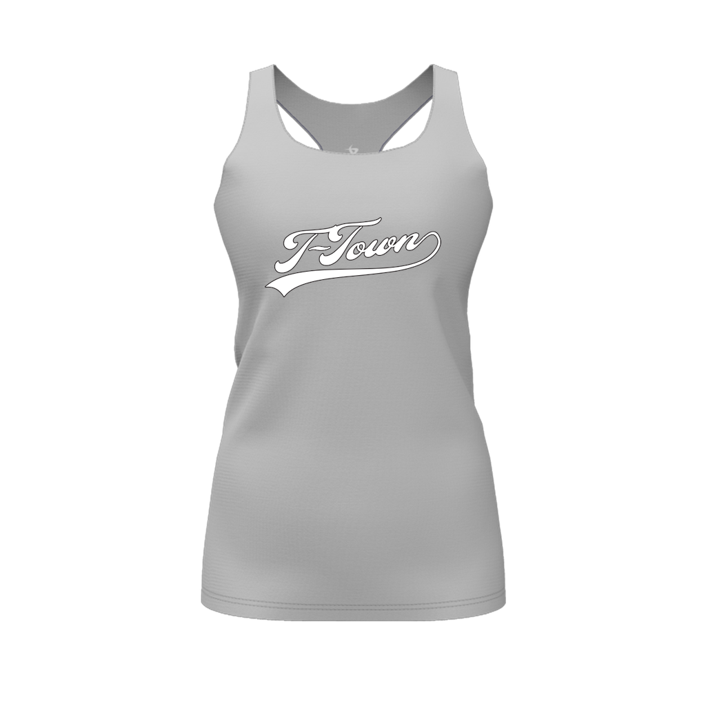 [FT0TRBGY-FYS-LOGO1] Decker Racerback Tank Top (Gray, Female Youth S, Logo 1)