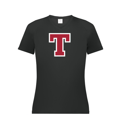 [2792.080.XS-LOGO2] Ladies Smooth Sport V-Neck T-Shirt (Female Adult XS, Black, Logo 2)