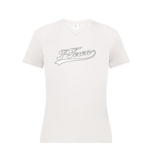 [2792.005.XS-LOGO1] Ladies Smooth Sport V-Neck T-Shirt (Female Adult XS, White, Logo 1)