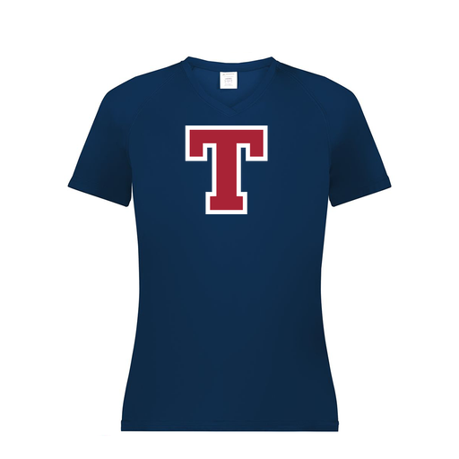 [2792.065.XS-LOGO2] Ladies Smooth Sport V-Neck T-Shirt (Female Adult XS, Navy, Logo 2)