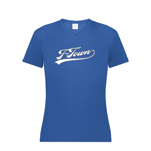 [2792.060.XS-LOGO1] Ladies Smooth Sport V-Neck T-Shirt (Female Adult XS, Royal, Logo 1)