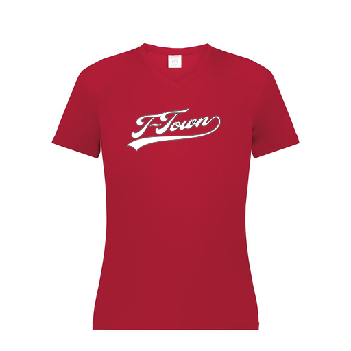 [2792.083.XS-LOGO1] Ladies Smooth Sport V-Neck T-Shirt (Female Adult XS, Red, Logo 1)