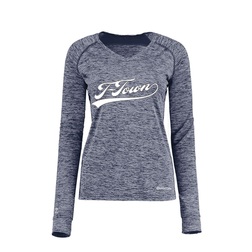 [222770.U22.XS-LOGO1] Ladies Electric Long Sleeve Shirt (Female Adult XS, Navy, Logo 1)