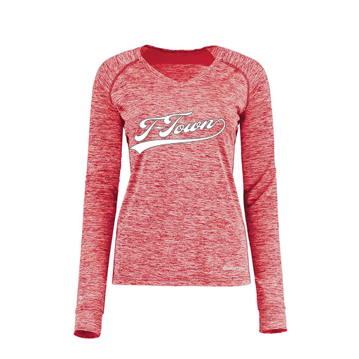 [222770.T20.XS-LOGO1] Ladies Electric Long Sleeve Shirt (Female Adult XS, Red, Logo 1)