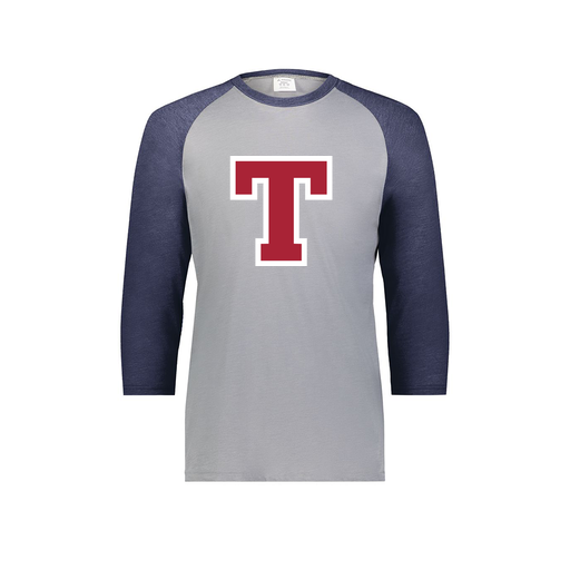 [6879.29V.S-LOGO2] Men's Vintage 3/4 Sleeve T-Shirt (Adult S, Navy, Logo 2)