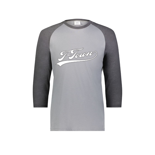 [6879.30V.S-LOGO1] Men's Vintage 3/4 Sleeve T-Shirt (Adult S, Gray, Logo 1)