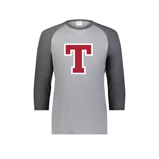 [6879.30V.S-LOGO2] Men's Vintage 3/4 Sleeve T-Shirt (Adult S, Gray, Logo 2)
