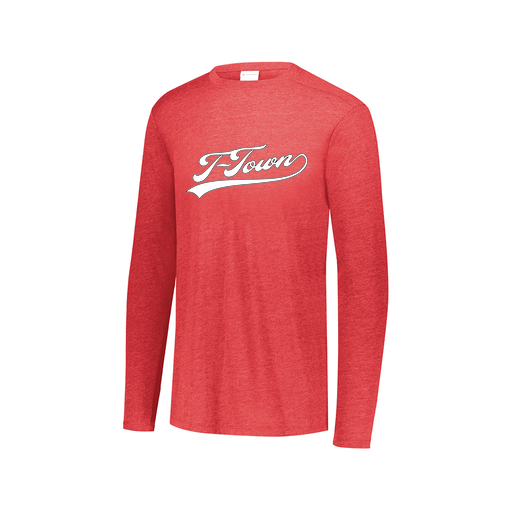 [FTLCUBRD-AXS-LOGO1] Decker Men's Tri-Blend T-Shirt - Long Sleeve (Adult XS, Red, Logo 1)