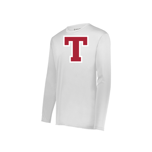 [222823.005.S-LOGO2] Youth LS Smooth Sport Shirt (Youth S, White, Logo 2)
