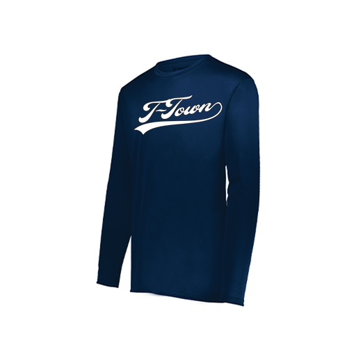 [222823.065.S-LOGO1] Youth LS Smooth Sport Shirt (Youth S, Navy, Logo 1)