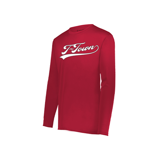 [222823.083.S-LOGO1] Youth LS Smooth Sport Shirt (Youth S, Red, Logo 1)