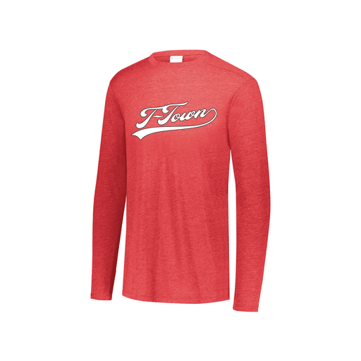 [FTLCUBRD-YS-LOGO1] Decker Youth Tri-Blend T-Shirt - Long Sleeve (Youth S, Red, Logo 1)