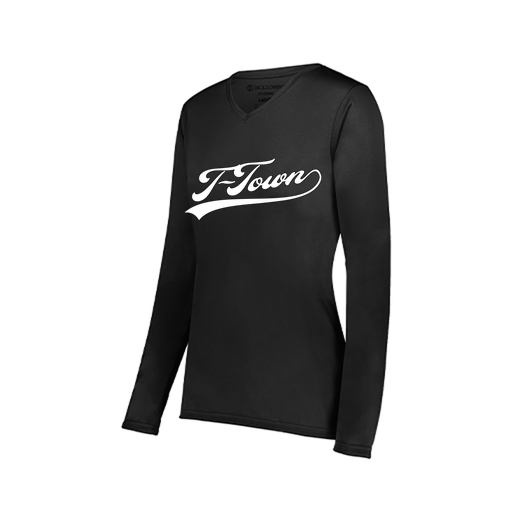 [222824.080.S-LOGO1] Ladies LS Smooth Sport Shirt (Female Adult S, Black, Logo 1)