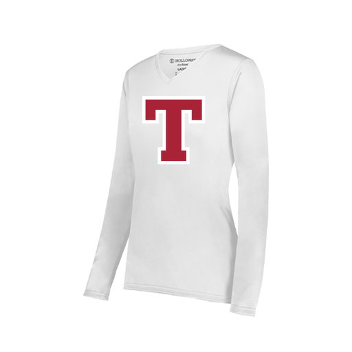 [222824.005.S-LOGO2] Ladies LS Smooth Sport Shirt (Female Adult S, White, Logo 2)