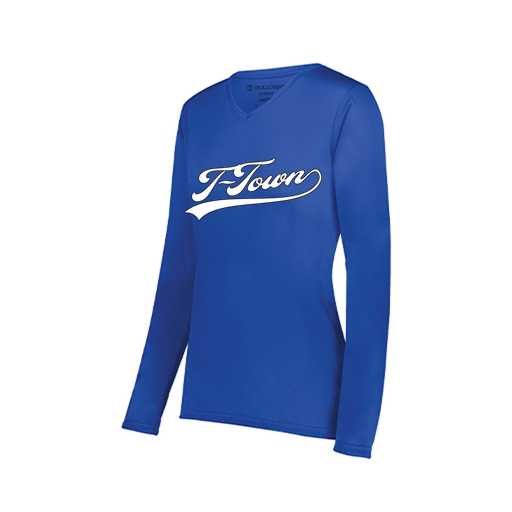 [222824.060.S-LOGO1] Ladies LS Smooth Sport Shirt (Female Adult S, Royal, Logo 1)