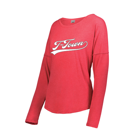 [3077.V96.S-LOGO1] Ladies LS Ultra-blend T-Shirt (Female Adult S, Red, Logo 1)